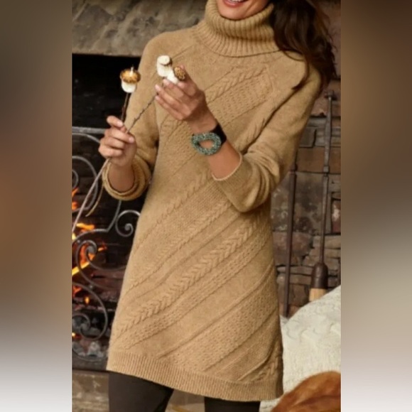 SOFT SURROUNDINGS Sweater Turtleneck Tunic Dress, Size M - Picture 1 of 8